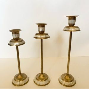 Vintage Brass Candlesticks (set of 3)